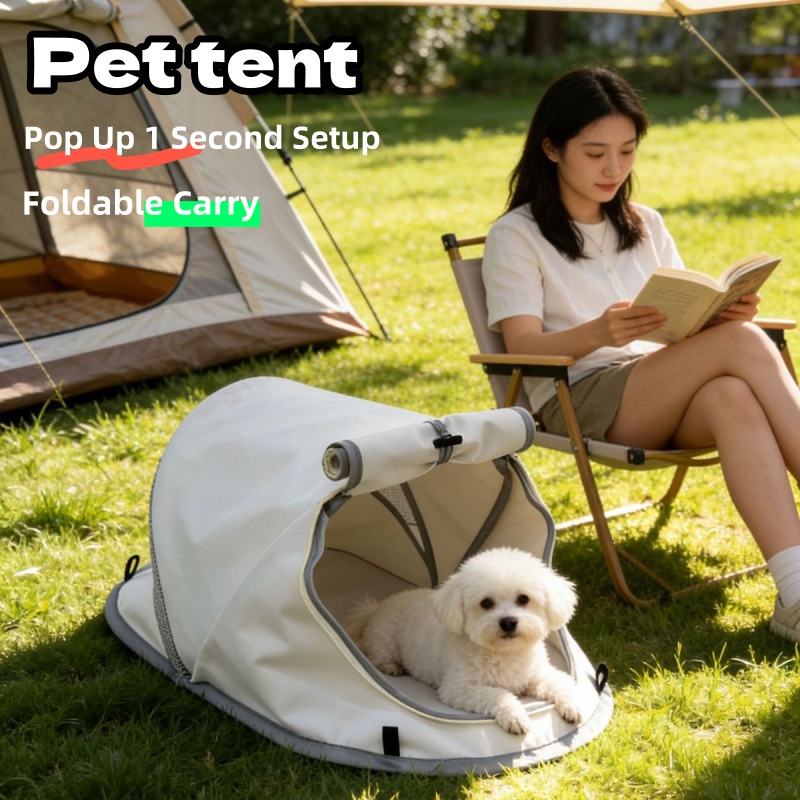 Outdoor Camping Dog Bed - 휴대용 팝업 강아지 텐트, 햇빛 차단