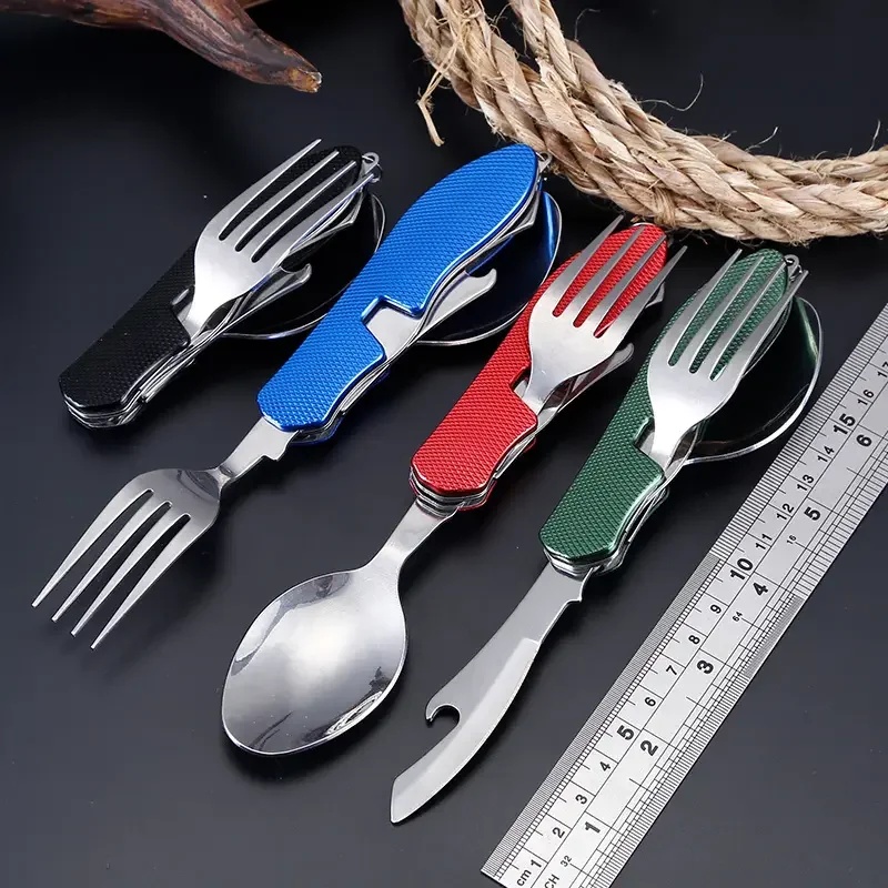 Outdoor Camping Dining Set - 스테인리스 스틸 커틀러리 4in1 아웃도어 피크닉