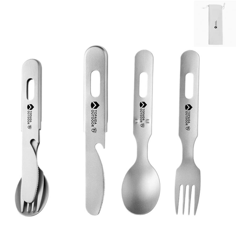 3-in-1 티타늄 캠핑용 포크, 숟가락, 칼 세트 ( - Outdoor Camping Dining Set 리뷰 및 가격